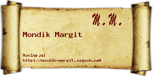 Mondik Margit névjegykártya